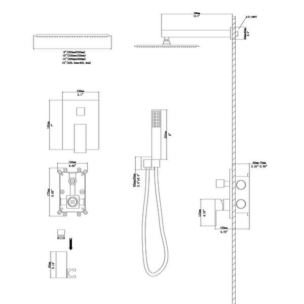 16" Rain Shower Head Pressure Balanced Shower System Bed Bath